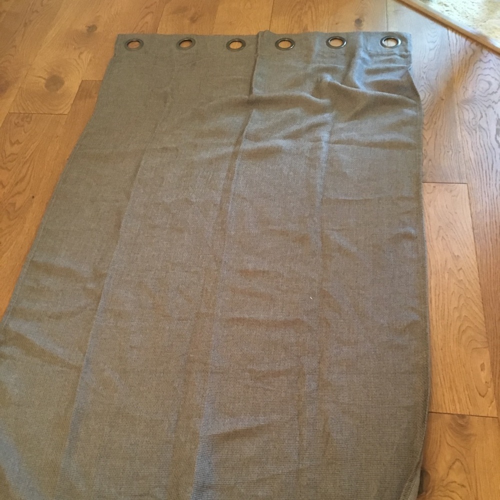 TWO grey curtain panels - grey tweed - like new!